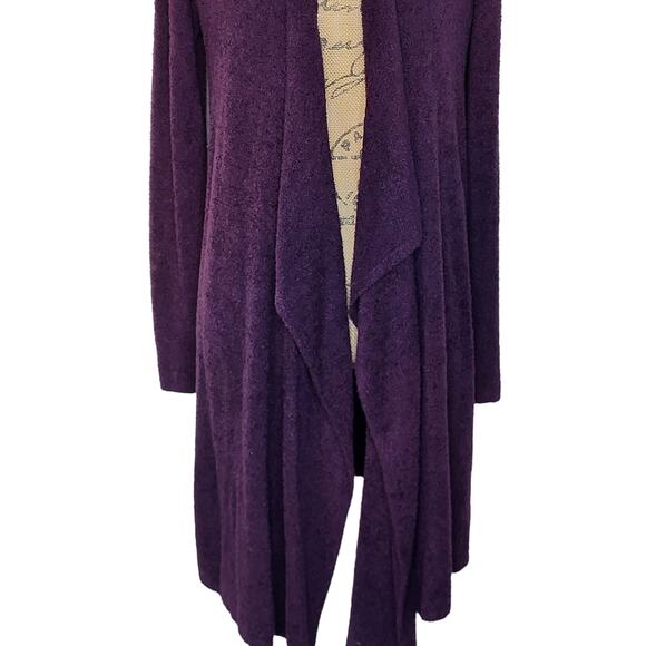 Barefoot Dreams Bamboo Chic Lite 436 Amethyst Purple Long Cardigan Sweatr Sz S-M - Picture 4 of 8